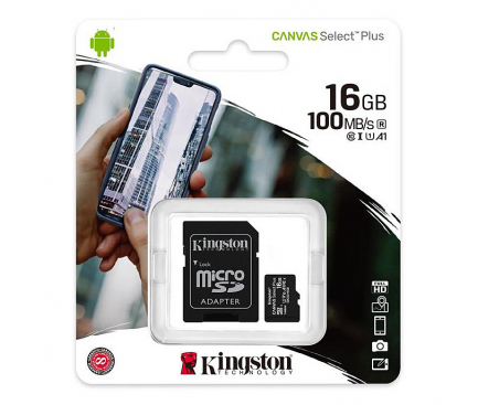 Card de memorie KINGSTON 16GB, Clasa 10 UHS-I, U1, V10, 100MBs microSD
