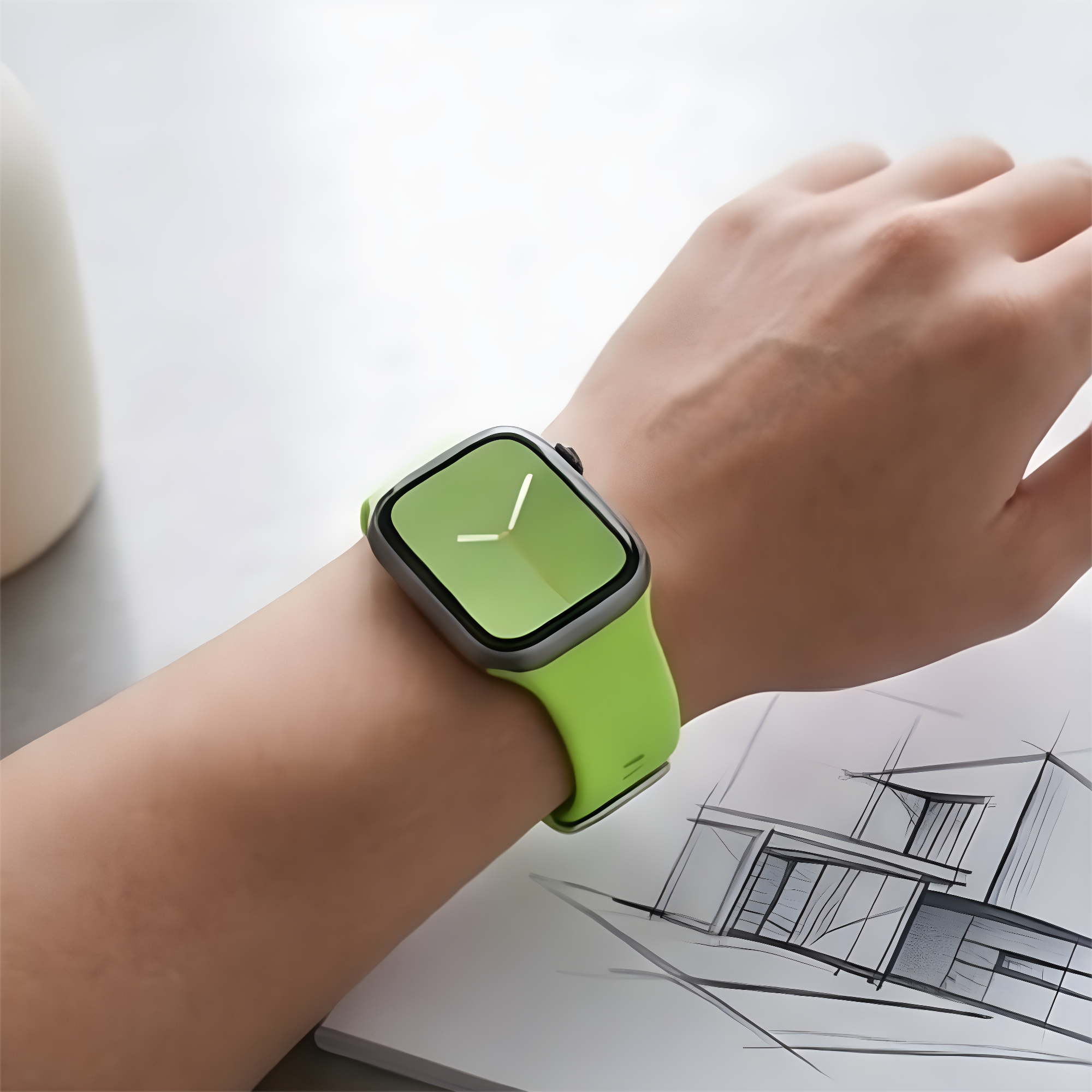 Brățară Silicon, Cataramă Metalică – Apple Watch 42-45 mm, Verde